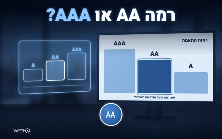 מקשים בתקריב ועמודות רמות A, AA ו AAA, המחשה להבדל בין רמת נגישות AA לרמת AAA